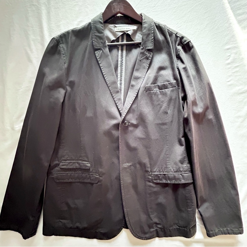 Calvin Klein Jeans Black Cotton Blazer Jacket XL Casual Sport Coat